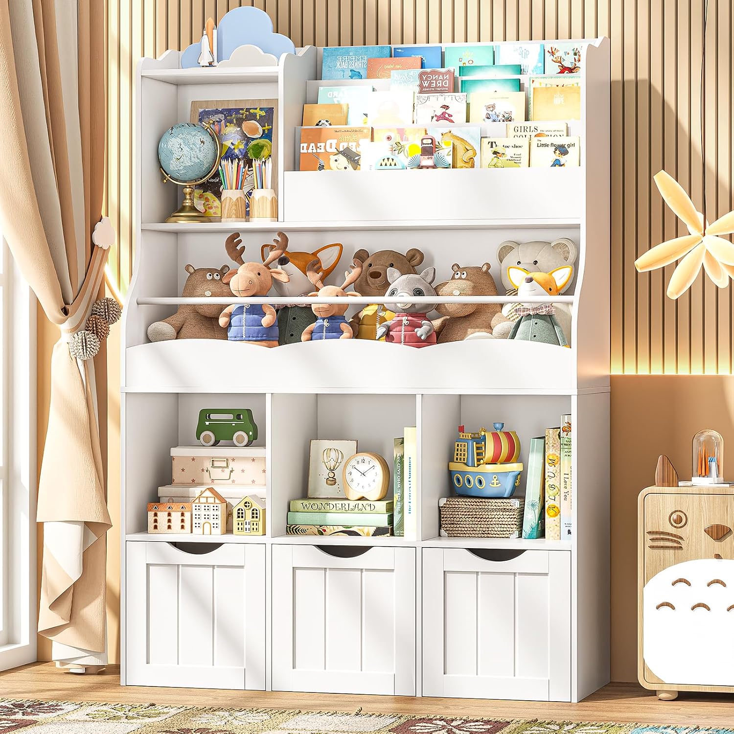 Kids Toys Drawers - Детская книжная полка 51,18 дюйма с