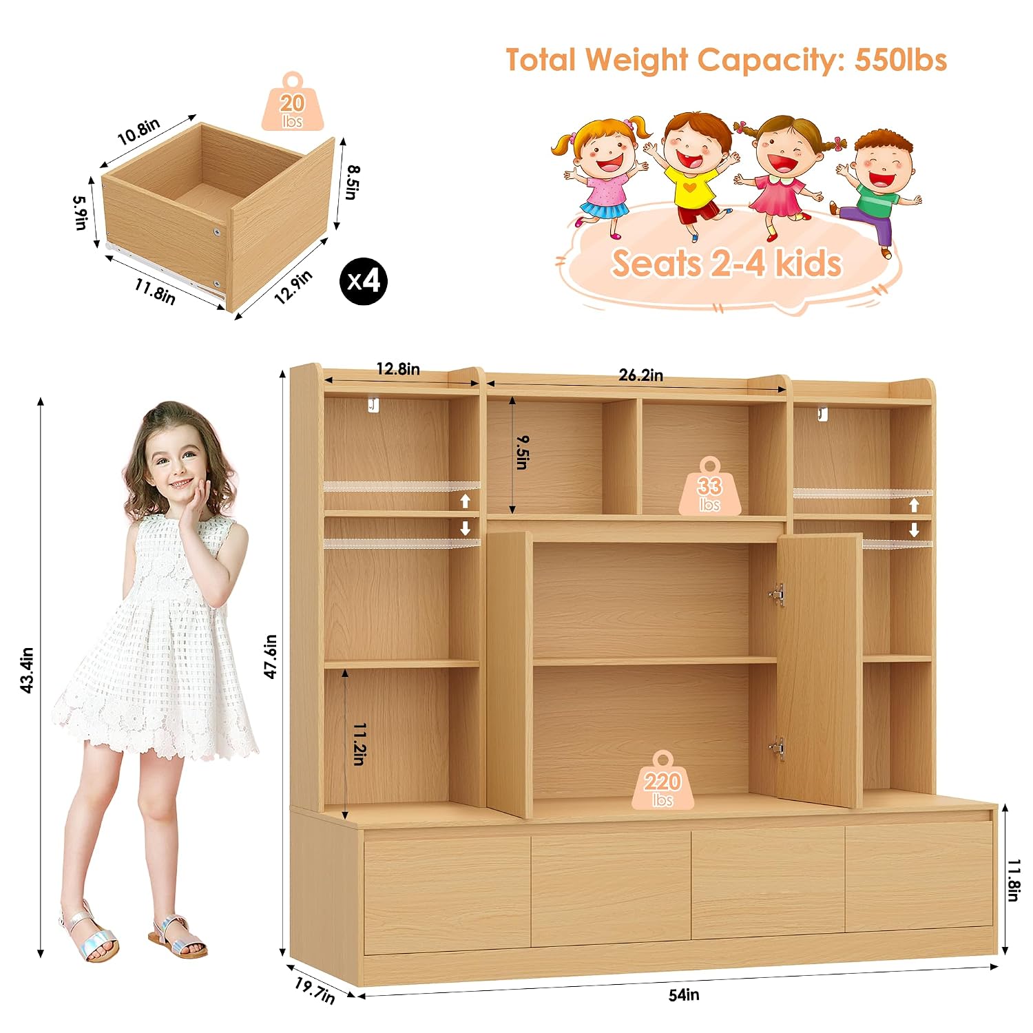 Детский книжный стеллаж-органа – обзор и цена Kids Toys Drawers